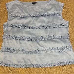 Talbots Light blue cotton top with ruffles 14P
